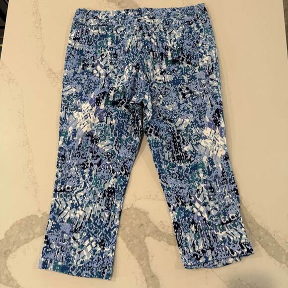 Nine West Chrystie Capri Pants Women's 16 Multicolor Blue Mid Rise Soft Twill - Picture 5 of 7